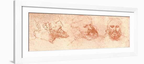 Drawing of Oriental Heads, in Red Chalk, C1472-C1519 (1883)-Leonardo da Vinci-Framed Giclee Print