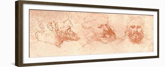 Drawing of Oriental Heads, in Red Chalk, C1472-C1519 (1883)-Leonardo da Vinci-Framed Giclee Print