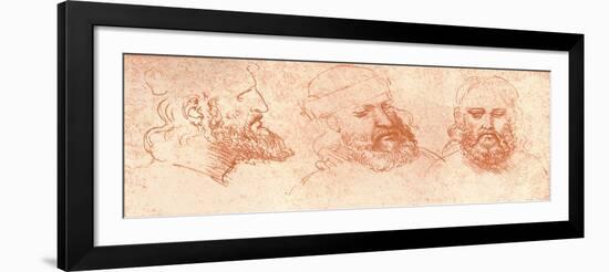 Drawing of Oriental Heads, in Red Chalk, C1472-C1519 (1883)-Leonardo da Vinci-Framed Giclee Print