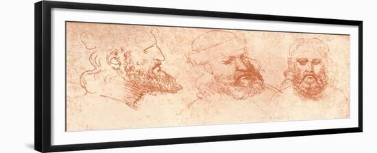 Drawing of Oriental Heads, in Red Chalk, C1472-C1519 (1883)-Leonardo da Vinci-Framed Giclee Print