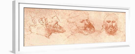 Drawing of Oriental Heads, in Red Chalk, C1472-C1519 (1883)-Leonardo da Vinci-Framed Giclee Print