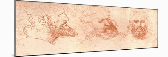 Drawing of Oriental Heads, in Red Chalk, C1472-C1519 (1883)-Leonardo da Vinci-Mounted Giclee Print