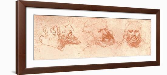 Drawing of Oriental Heads, in Red Chalk, C1472-C1519 (1883)-Leonardo da Vinci-Framed Giclee Print