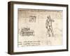 Drawing of plans for a castle, and of a nude figure, washed with Indian ink, c1472-c1519 (1883)-Leonardo Da Vinci-Framed Giclee Print
