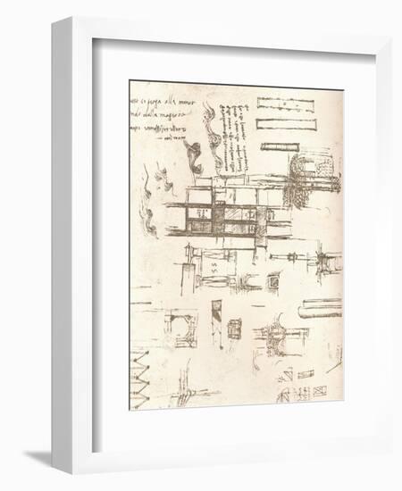 Drawing of projects for castles and villas, c1472-c1519 (1883)-Leonardo Da Vinci-Framed Giclee Print