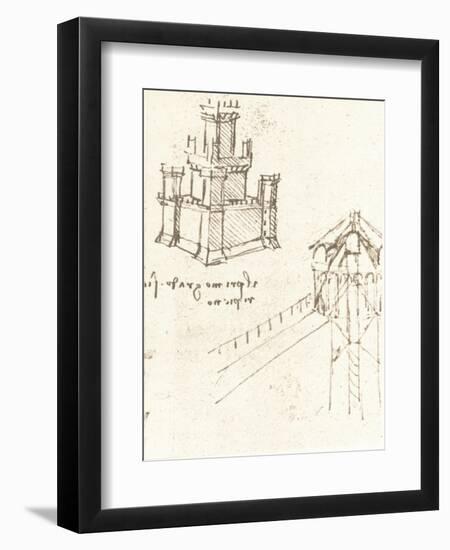 Drawing of projects for castles and villas, c1472-c1519 (1883)-Leonardo Da Vinci-Framed Giclee Print