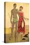 Drawing of South Seas Couple with Fish-null-Stretched Canvas