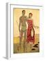 Drawing of South Seas Couple with Fish-null-Framed Art Print