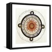 Drawing of the Aztec Sun Calendar Stone in Mexico-null-Framed Stretched Canvas