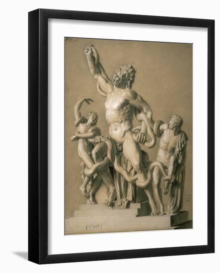 Drawing of the Greek Sculpture Laocoon, 1820-Santo Trolli-Framed Art Print