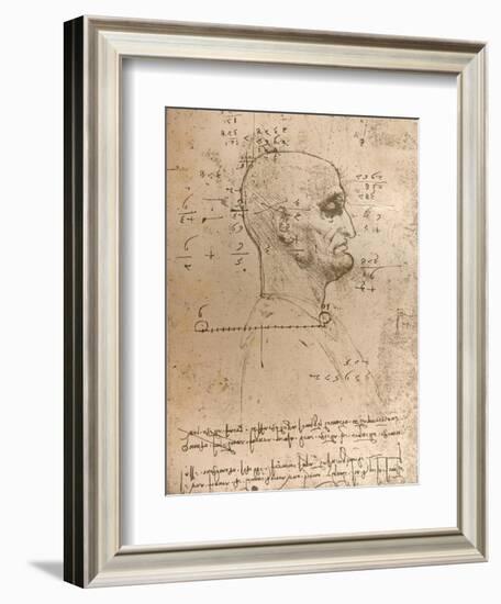 Drawing of the head of a criminal, c1472-c1519 (1883)-Leonardo Da Vinci-Framed Giclee Print