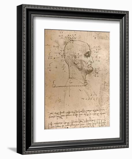 Drawing of the head of a criminal, c1472-c1519 (1883)-Leonardo Da Vinci-Framed Giclee Print