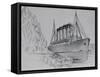 Drawing of the Titanic Hitting an Iceberg-null-Framed Stretched Canvas