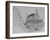 Drawing of the Titanic Hitting an Iceberg-null-Framed Giclee Print