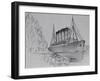 Drawing of the Titanic Hitting an Iceberg-null-Framed Giclee Print