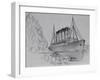 Drawing of the Titanic Hitting an Iceberg-null-Framed Giclee Print