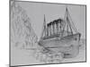 Drawing of the Titanic Hitting an Iceberg-null-Mounted Giclee Print