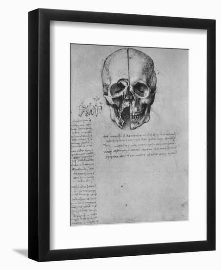 'Drawing of Two Halves of a Skull', c1480 (1945)-Leonardo Da Vinci-Framed Giclee Print