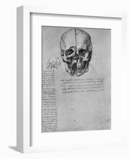 'Drawing of Two Halves of a Skull', c1480 (1945)-Leonardo Da Vinci-Framed Giclee Print