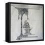 Drawing of Venetian-Gothic Style Table and Planter Box-null-Framed Stretched Canvas