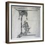 Drawing of Venetian-Gothic Style Table and Planter Box-null-Framed Giclee Print