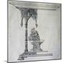 Drawing of Venetian-Gothic Style Table and Planter Box-null-Mounted Giclee Print