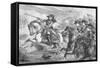 Drawing of William III on Horseback and in Battle at Boyne River-null-Framed Stretched Canvas