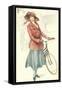 Drawing of Woman with Bicycle-null-Framed Stretched Canvas