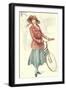 Drawing of Woman with Bicycle-null-Framed Art Print
