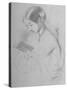 Drawing of Young Nurse Florence Nightingale, Founder of Modern Nursing, Reading-null-Stretched Canvas