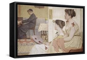Drawing Room Scene with a Young Priest at the Piano-Thomas Armstrong-Framed Stretched Canvas