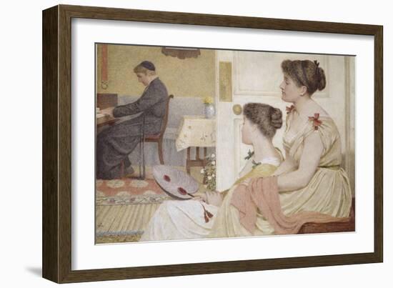 Drawing Room Scene with a Young Priest at the Piano-Thomas Armstrong-Framed Giclee Print