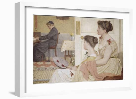 Drawing Room Scene with a Young Priest at the Piano-Thomas Armstrong-Framed Giclee Print