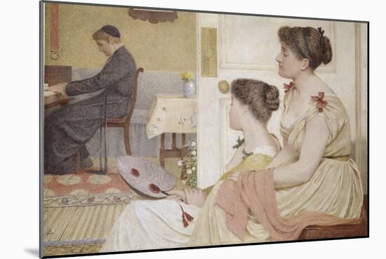Drawing Room Scene with a Young Priest at the Piano-Thomas Armstrong-Mounted Giclee Print
