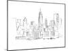 Drawing Skyscrapers New York-null-Mounted Art Print