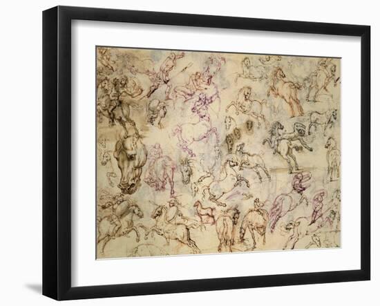 Drawing, Studies of Figures-Giovanni Ambrogio Figino-Framed Art Print