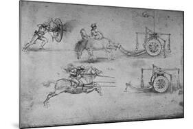 'Drawings of Chariots Armed with Flails, of an Archer with a Shield', c1480, (1945)-Leonardo Da Vinci-Mounted Giclee Print