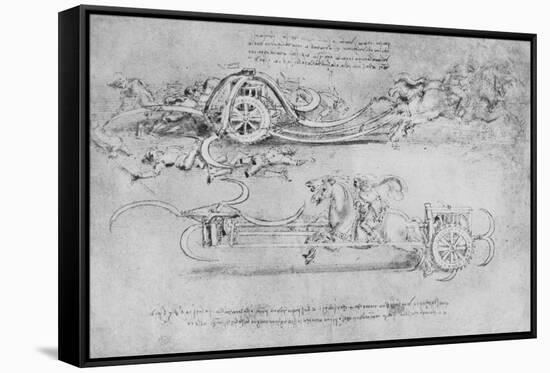 'Drawings of Two Types of Chariot Armed with Scythes', c1480 (1945)-Leonardo Da Vinci-Framed Stretched Canvas