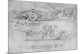 'Drawings of Two Types of Chariot Armed with Scythes', c1480 (1945)-Leonardo Da Vinci-Mounted Giclee Print