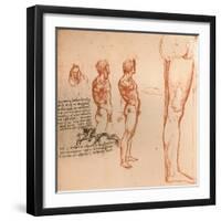 Drawings showing the movements of the human figure and warriors fighting, c1472-c1519 (1883)-Leonardo Da Vinci-Framed Giclee Print