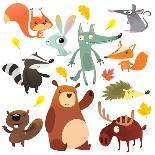 Cartoon Forest Animal Characters. Wild Cartoon Cute Animals Collections Vector. Big Set of Cartoon-drawkman-Laminated Art Print