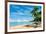 Dream Beach with Palm Trees on the White Sand, Sun Loungers, Turquoise Ocean and Beautiful Clouds I-DMITRII STARTCEV-Framed Photographic Print