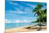 Dream Beach with Palm Trees on the White Sand, Sun Loungers, Turquoise Ocean and Beautiful Clouds I-DMITRII STARTCEV-Mounted Photographic Print