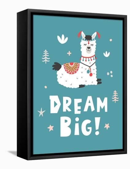 Dream Big, Llama!-Artrise-Framed Stretched Canvas