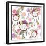Dream Catcher, Flowers, Feathers. Seamless Pattern. Watercolor-Le Panda-Framed Art Print