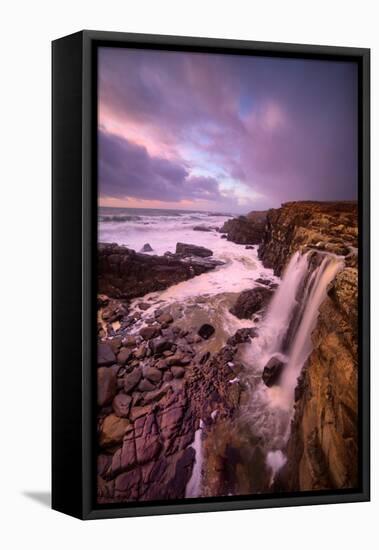 Dream Falls, Ocean Waterfall, California Coast, Sonoma-Vincent James-Framed Stretched Canvas