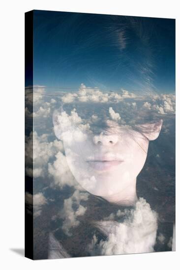 Dream like Surreal Double Exposure Portrait of Attractive Lady Combined with Aerial View Photograph-Victor Tongdee-Stretched Canvas