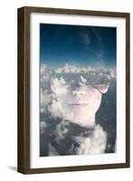 Dream like Surreal Double Exposure Portrait of Attractive Lady Combined with Aerial View Photograph-Victor Tongdee-Framed Photographic Print