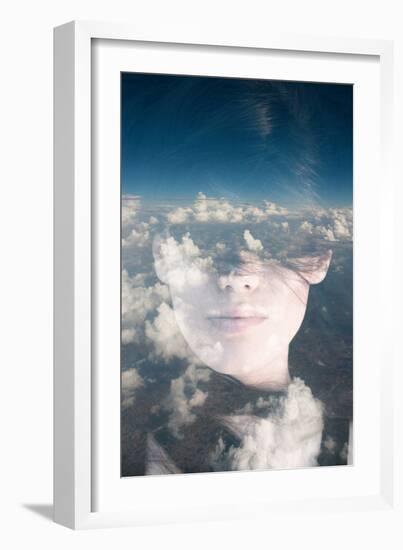 Dream like Surreal Double Exposure Portrait of Attractive Lady Combined with Aerial View Photograph-Victor Tongdee-Framed Photographic Print