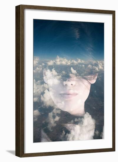 Dream like Surreal Double Exposure Portrait of Attractive Lady Combined with Aerial View Photograph-Victor Tongdee-Framed Photographic Print